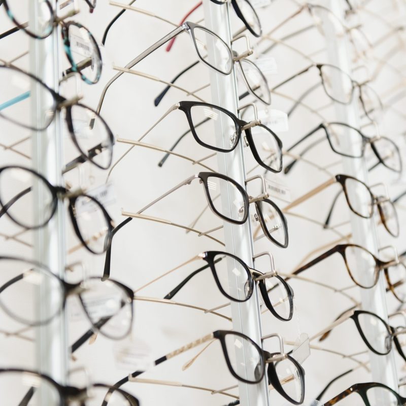 eye glasses on the shelf